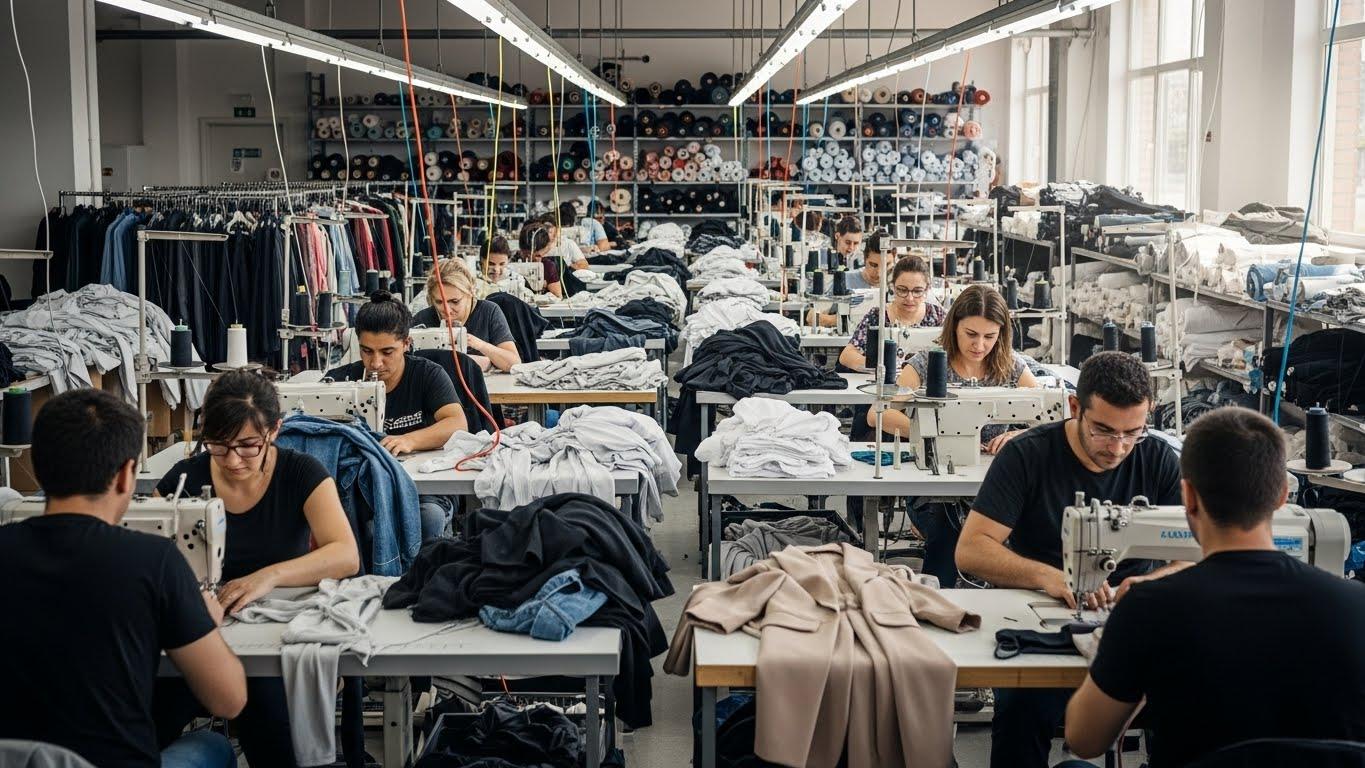 Производство одежды под брендом на швейной фабрике