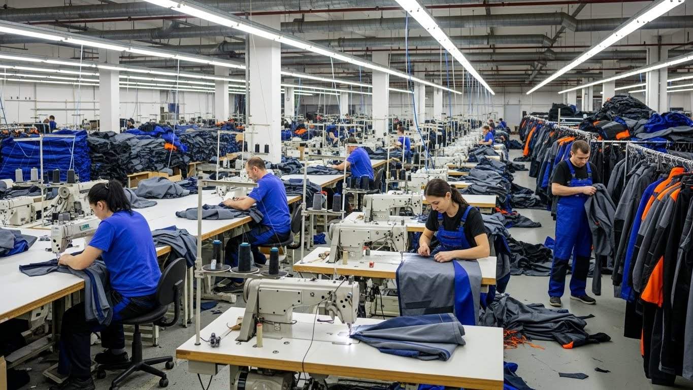 Производство спецодежды на швейной фабрике Швейная фабрика по пошиву спецодежды