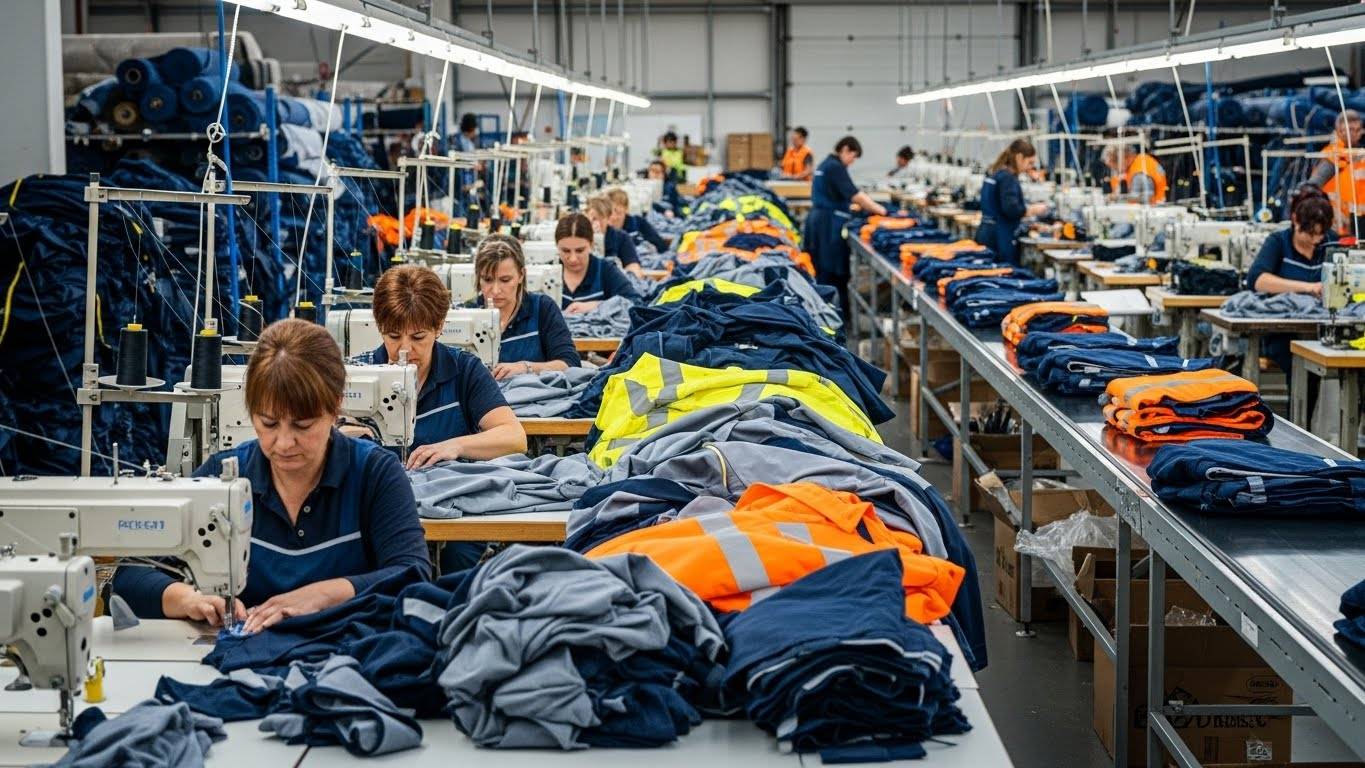 Производство рабочей одежды на фабрике Швейное производство рабочей одежды