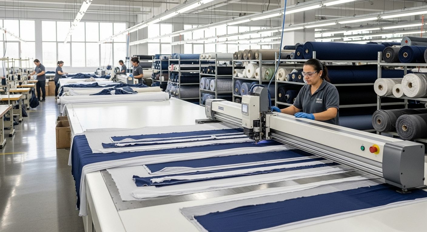 Процесс раскроя ткани на швейном производстве