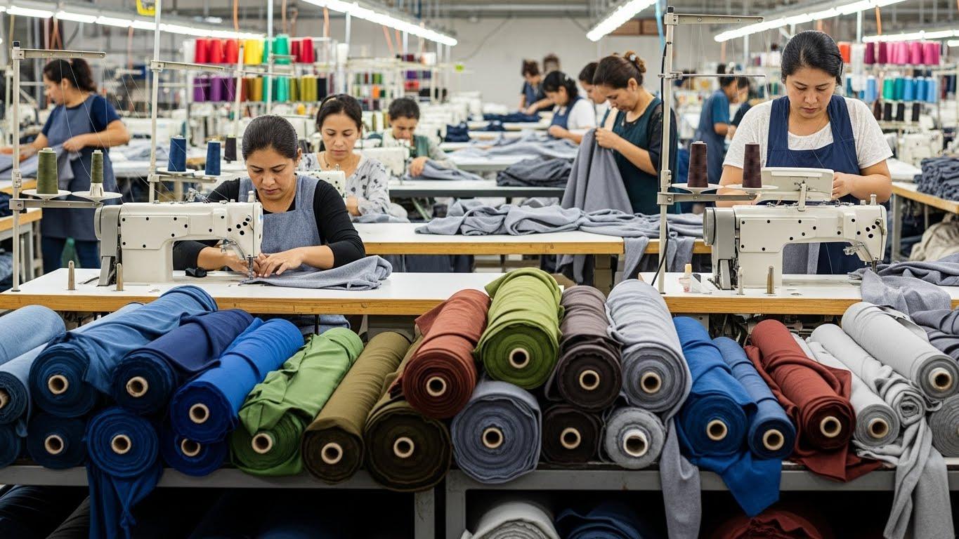 Швейное производство из смесовых тканей для одежды