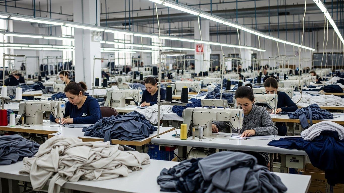 Производство одежды на фабрике Швейное производство одежды