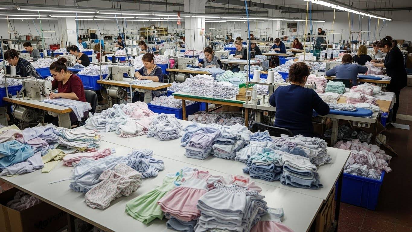 Среднесерийное производство детской одежды на фабрике