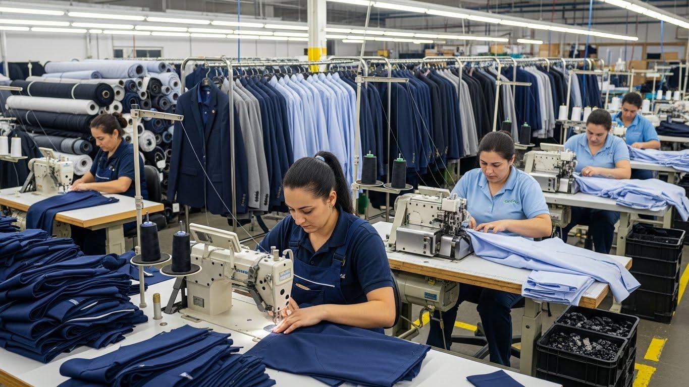 Средние партии корпоративной одежды на производстве