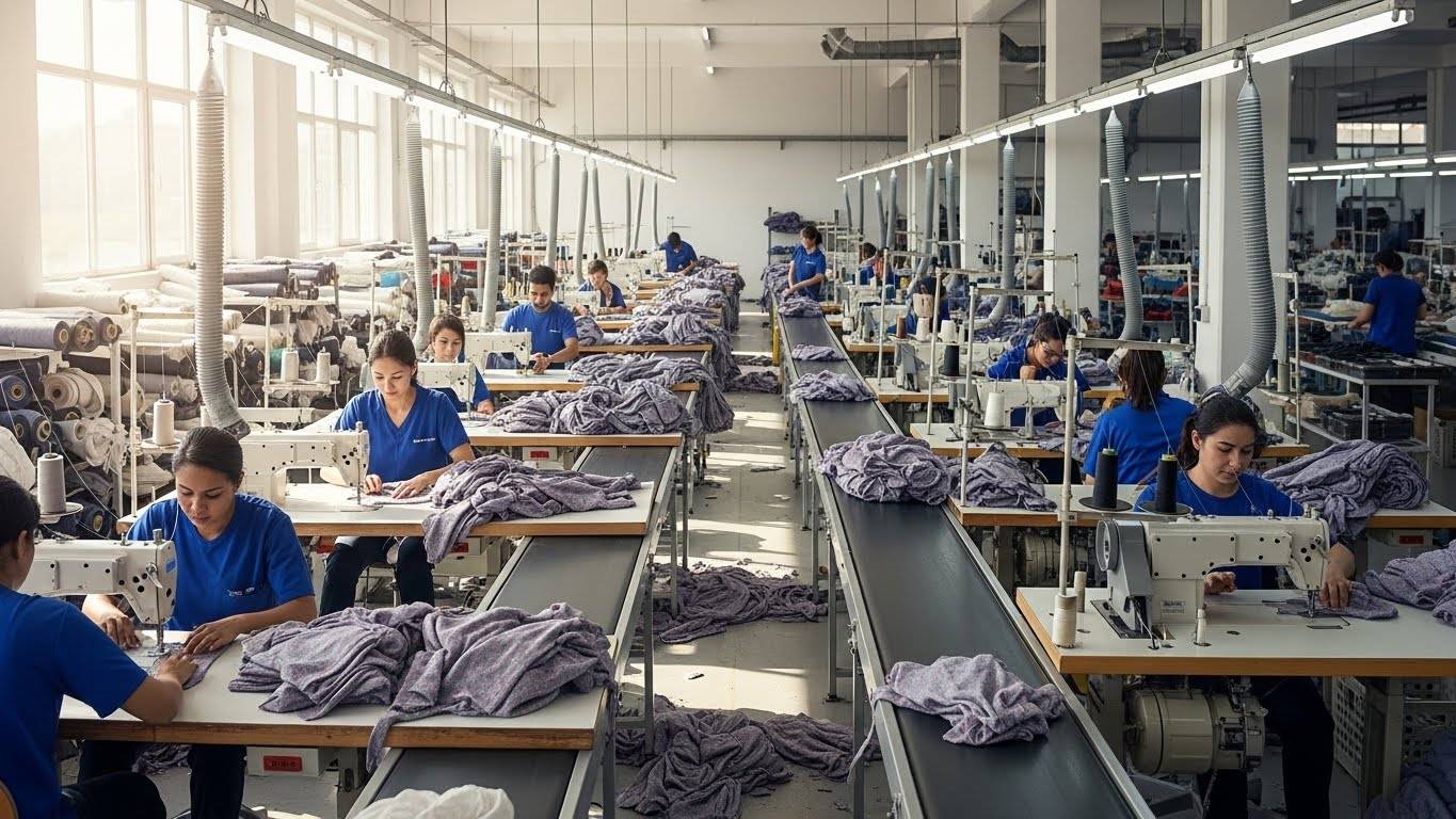 Производство одежды из смесовых тканей на швейной фабрике Швейная фабрика по пошиву из смесовых тканей