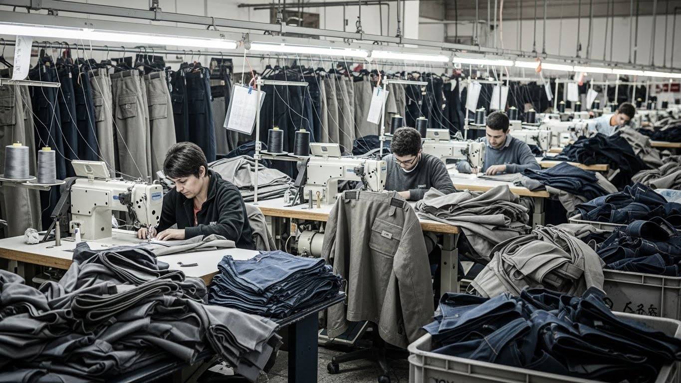 Процесс швейного производства рабочей одежды эконом-класса