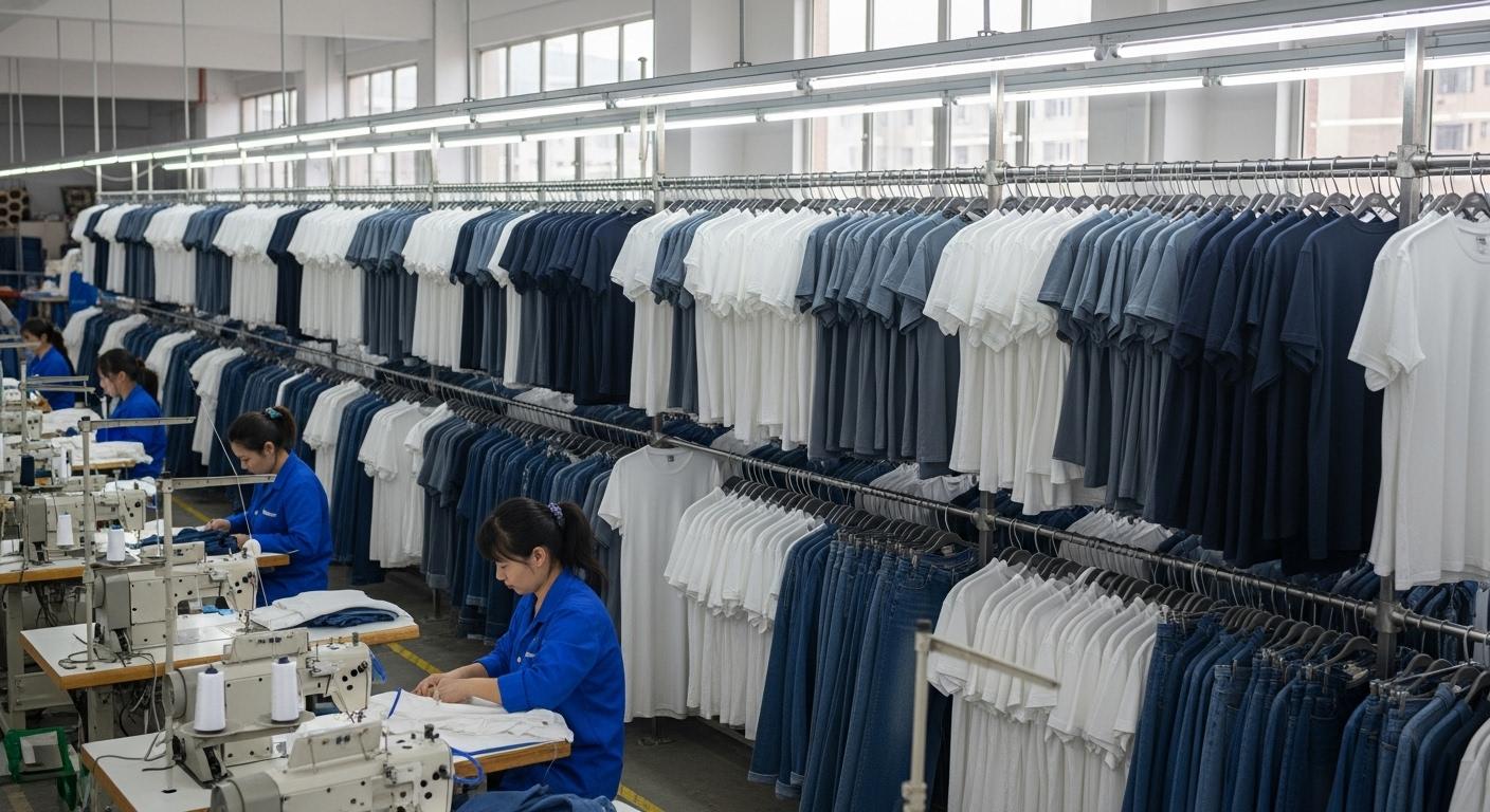 Пошив одежды фабричного производства с типовым дизайном