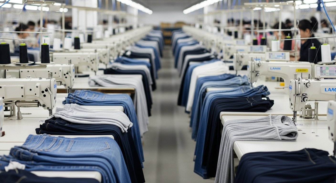 Фабричная одежда с типовым дизайном