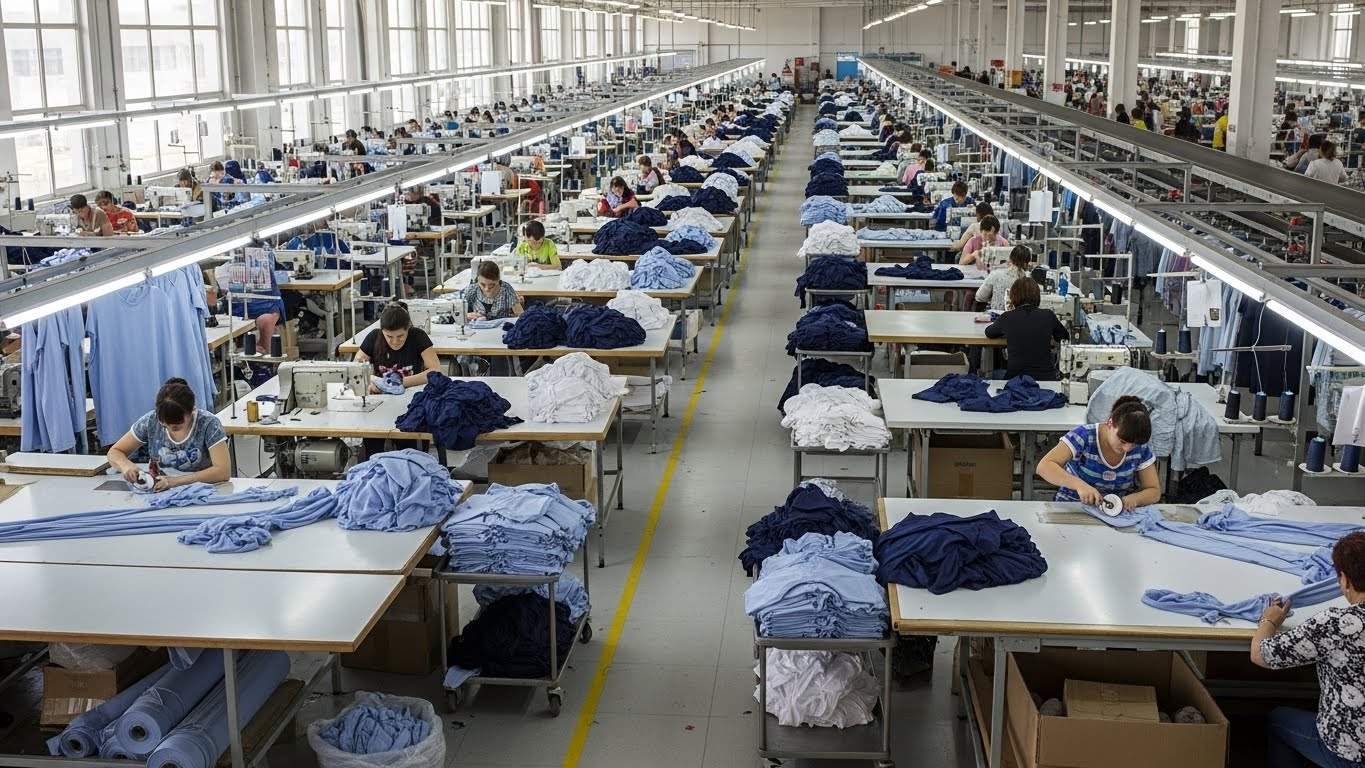 Процесс крупносерийного пошива одежды Швейная фабрика крупносерийного производства