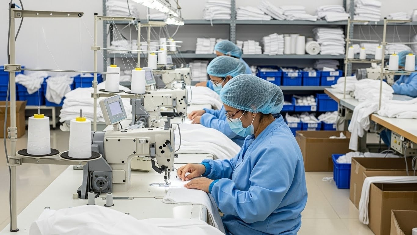 Процесс производства медицинской одежды Медицинское швейное производство