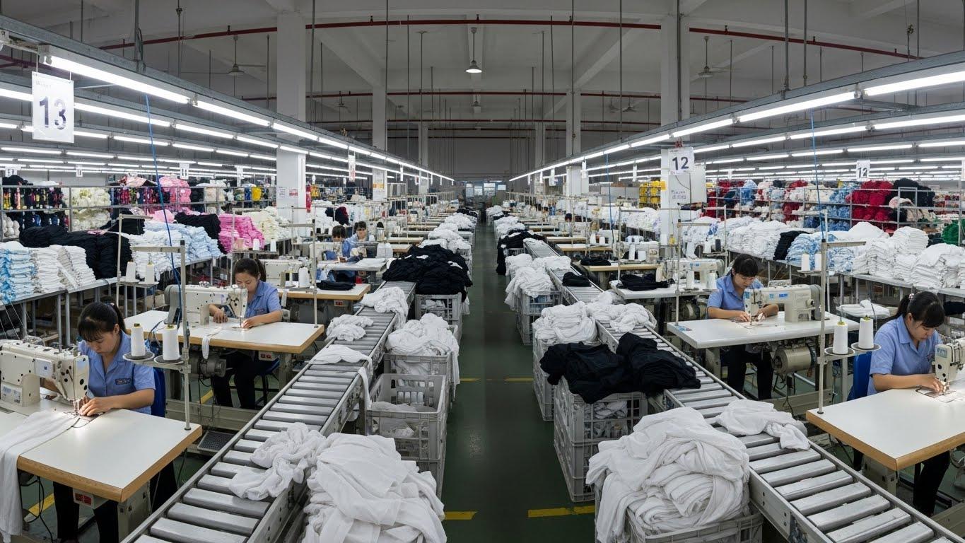 Серийное производство одежды на швейной фабрике